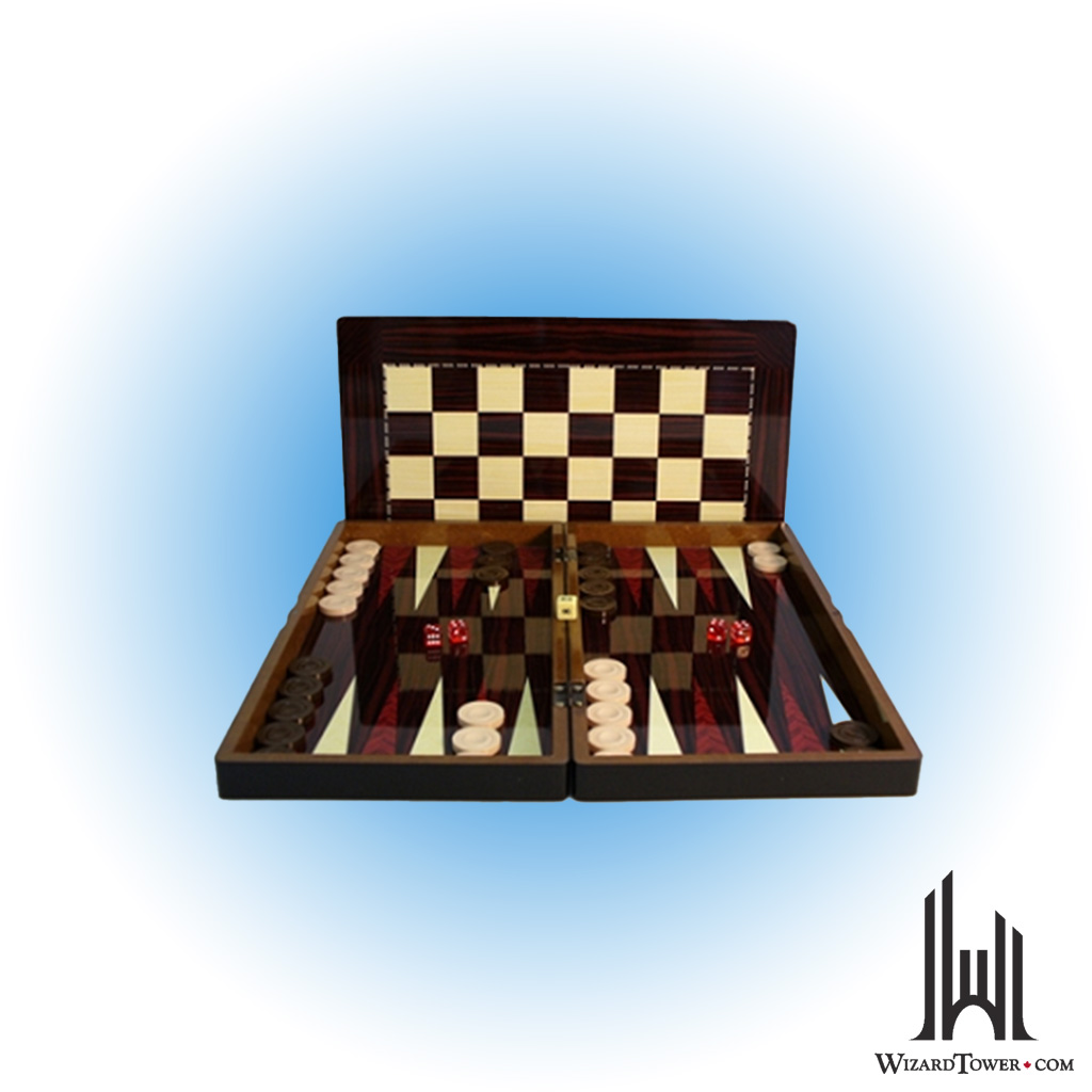 BACKGAMMON - 15WOODGRAIN DECOUPAGE W/CHESS BACK